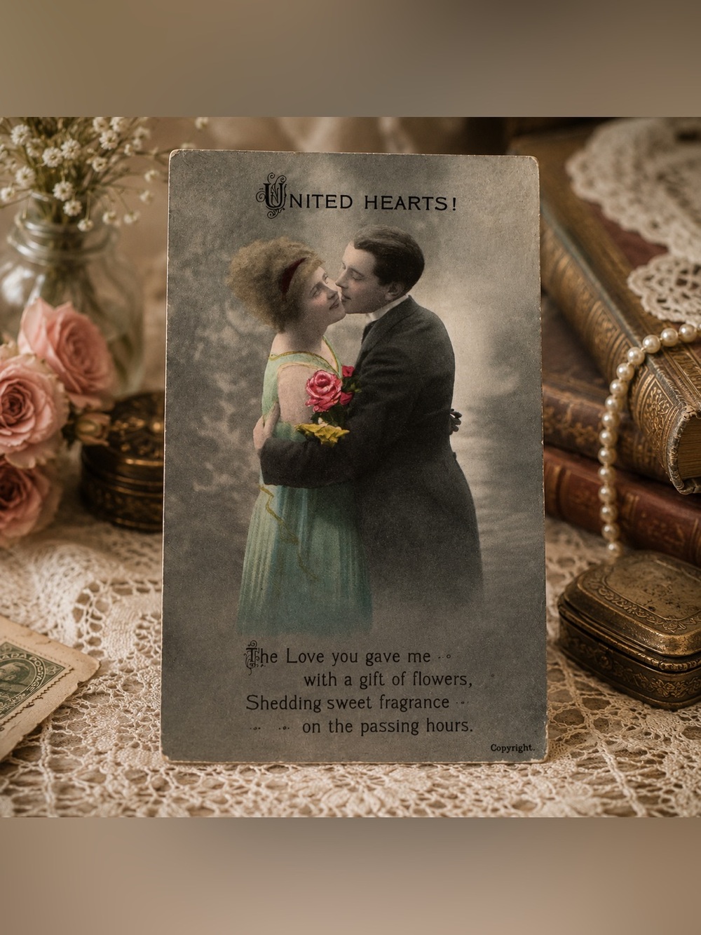 Antique 1920 United Hearts Romantic Couple Valentine Postcard Canada Toronto